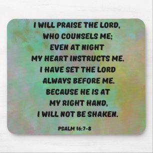 Mousepad Salmo 16:7-8 Deus Está Ao Meu Lado Verso Bíblia