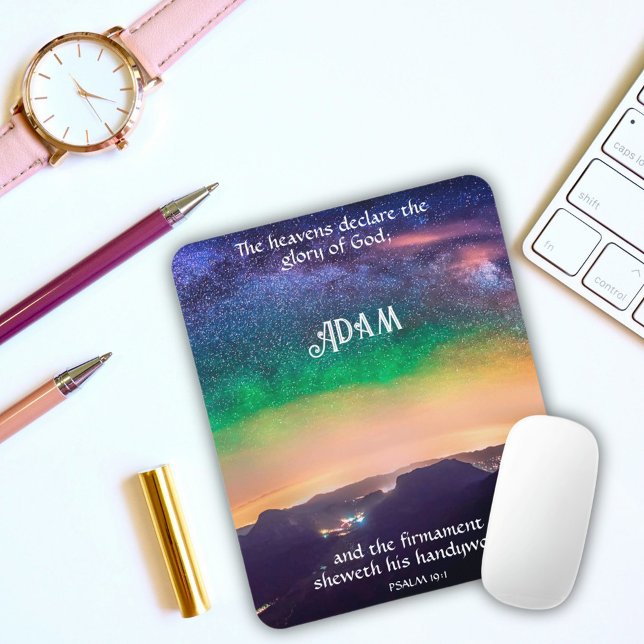 Mousepad Salmo 19:1 Versículo das Escrituras do Céu Noturno (Criador carregado)