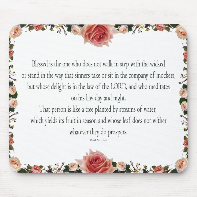 Mousepad Salmo 1:1-3, abençoado é o único (Frente)