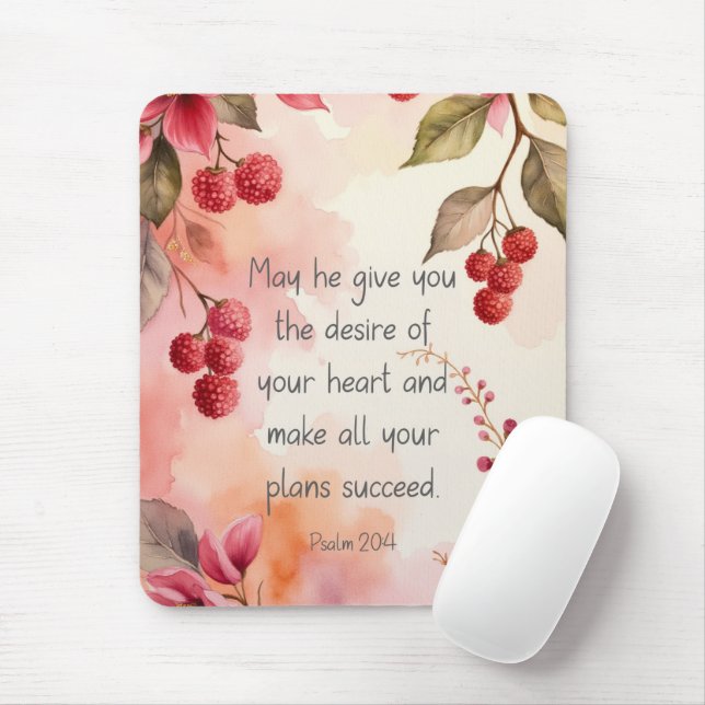 Mousepad Salmo 20:4 Desejo do Seu Coração Escritura | Flora (Com mouse)