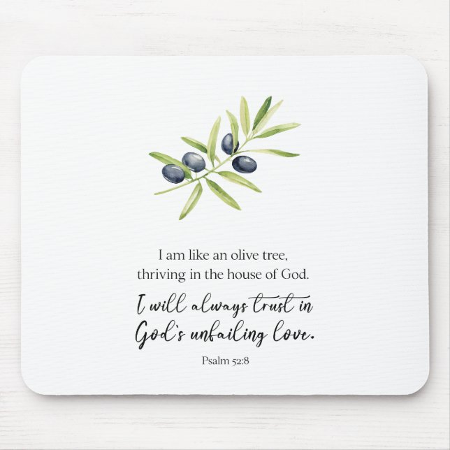 Mousepad Salmo 52:8, "Sou como uma oliveira." (Frente)