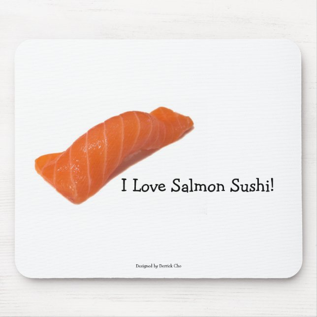 Mousepad salmonsushi, eu adoro Salmon Sushi!, projetado por (Frente)