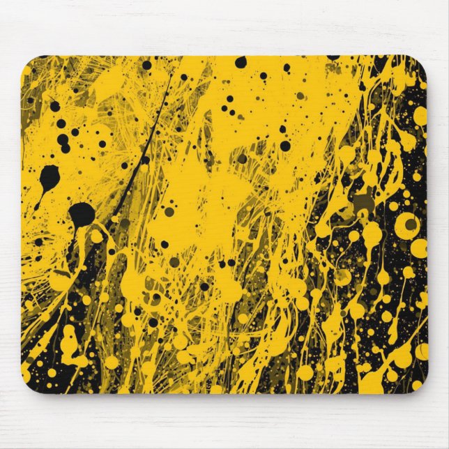 Mousepad Salpicos de tinta preta e amarela (Frente)
