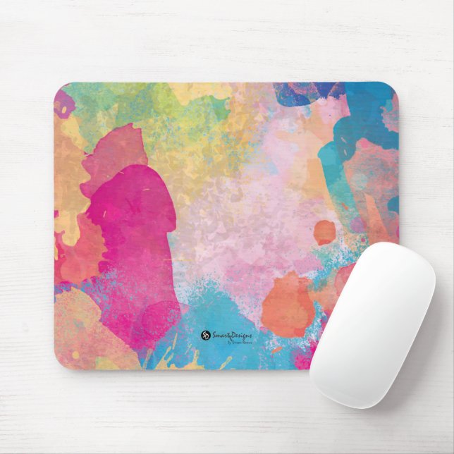 Mousepad Salpicos Multicoloridos de Aquarela (Com mouse)