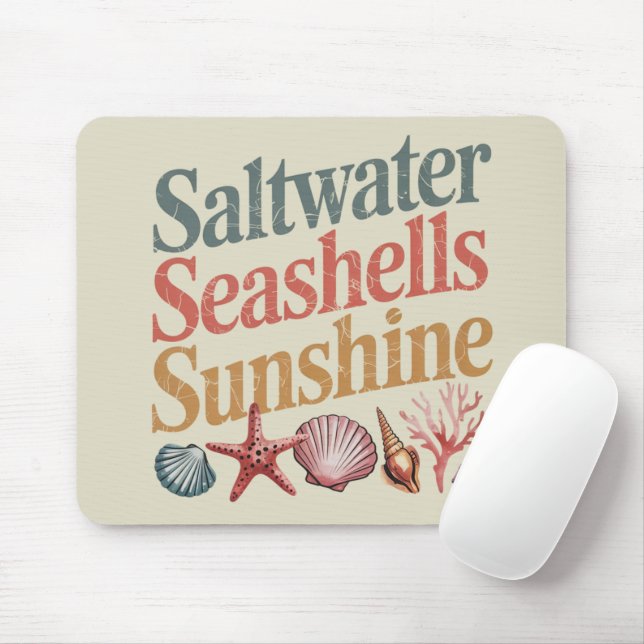 Mousepad Saltwater Seashells Sunshine Summer Férias de Prai (Com mouse)