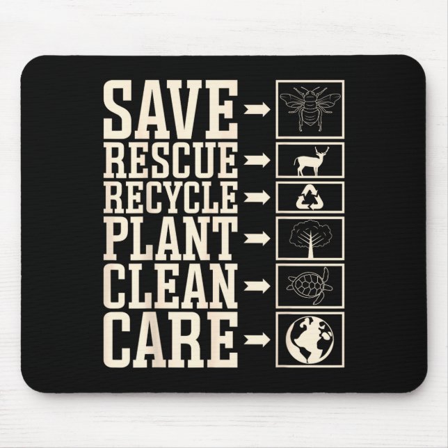 Mousepad Salvar Resgatar Reciclar Planta Limpar Cuidar  (Frente)
