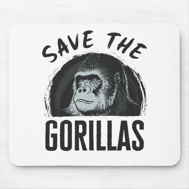 Mousepad Salve os Gorilas Gorilla Ameaçados de Extinção (Frente)