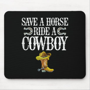Mousepad Salve Um Cavalo Andando Um Cowboy