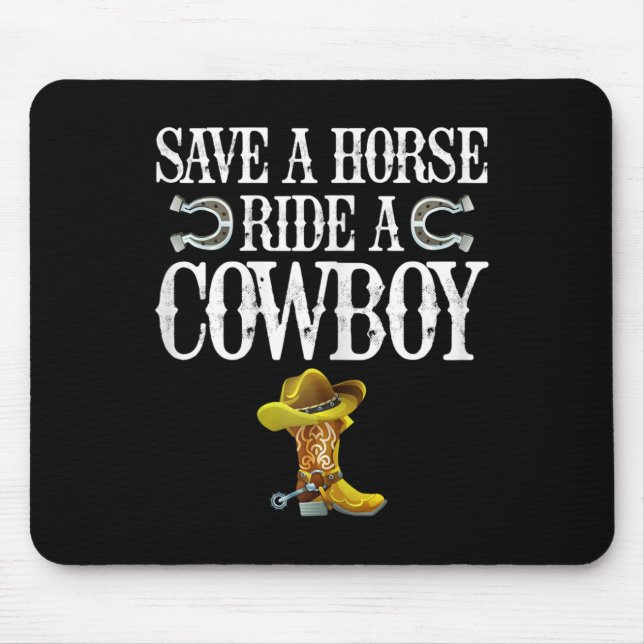 Mousepad Salve Um Cavalo Andando Um Cowboy (Frente)