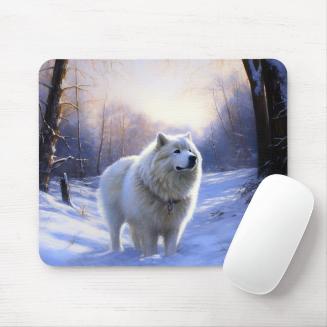 Mousepad Samoyed Deixe Nevar Natal (Com mouse)