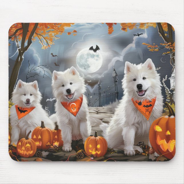 Mousepad Samoyed Halloween Spooky (Frente)