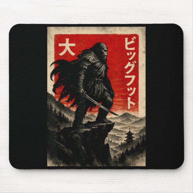 Mousepad Samurai Bigfoot Graphic Tee Japanese Vintage  (Frente)