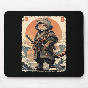 Mousepad Samurai Cat Katana Cheio Guerreiro Guerreiro do Ex