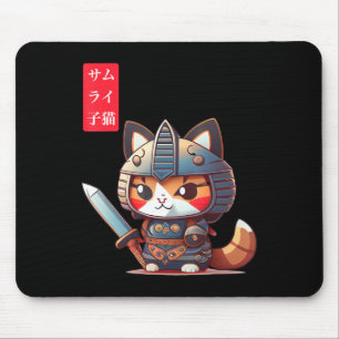 Mousepad Samurai Kitten Kawaii Arte Japonesa para o Anime L