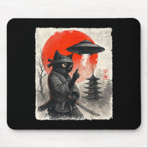 Mousepad Samurai Ninja Cat Warrior Ufo Anime Japonês presen