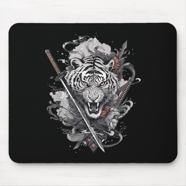 Mousepad Samurai Ronin Japonês Katana Japão Tiger Ta (Frente)