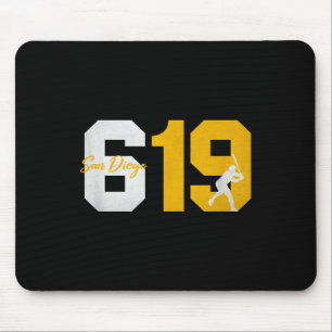 Mousepad San Diego 619 Vintage 90 Beisebol Player Silhouet