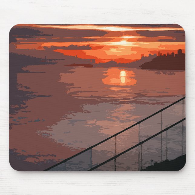Mousepad San Francisco Sunrise Retro (Frente)