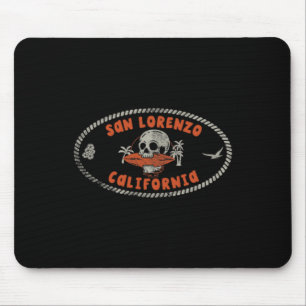 Mousepad San Lorenzo Califórnia Ca Retro Surfer Frente E C