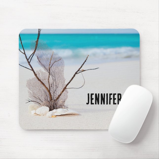 Mousepad Sandy Beach com White Seashells (Com mouse)