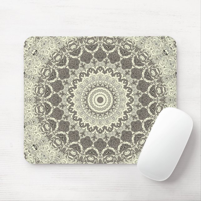 Mousepad Sandy Bege Boho Praia Padrão Mandala (Com mouse)