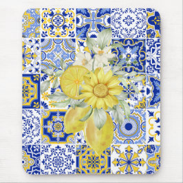 Mousepad Sangue do mosaico em azul e amarelo