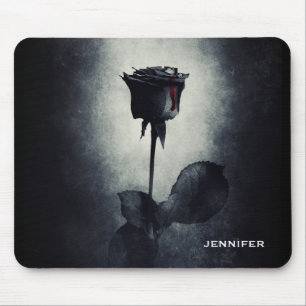 Mousepad Sangue Macabre de gotejar com Rosa preto gótico