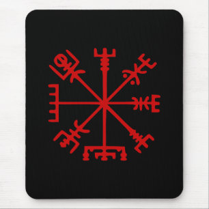 Mousepad Sangue Vegvísir vermelho (compasso de Viking)