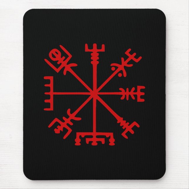 Mousepad Sangue Vegvísir vermelho (compasso de Viking) (Frente)