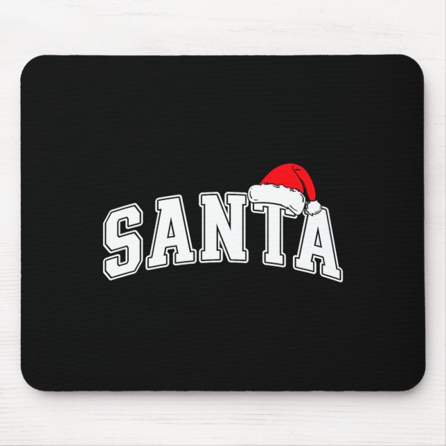 Mousepad Santa Christmas Varsity Text With Hat Family Xmas  (Frente)