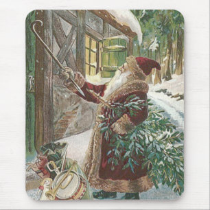 Mousepad Santa Claus Árvore de Natal Sack of Toys Cottage