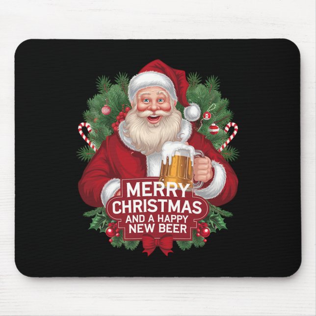 Mousepad Santa Claus Beer Beer Beer Dava Feliz Natal Happ (Frente)
