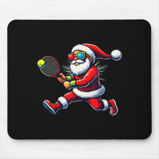 Mousepad Santa Claus Playing Tennis Game Tennis Racket Chri (Frente)