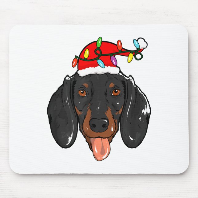 Mousepad Santa Dachshund Light Christmas  (Frente)