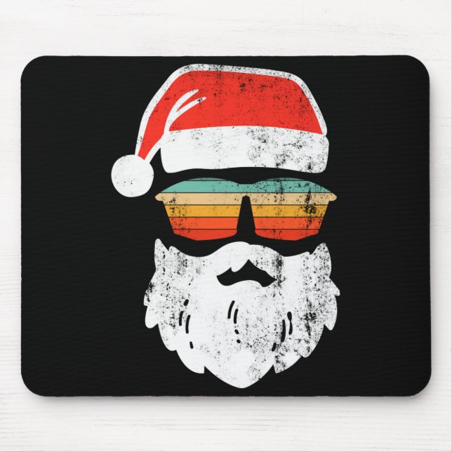 Mousepad Santa Face Retro Sungles Christmas Xmas  (Frente)