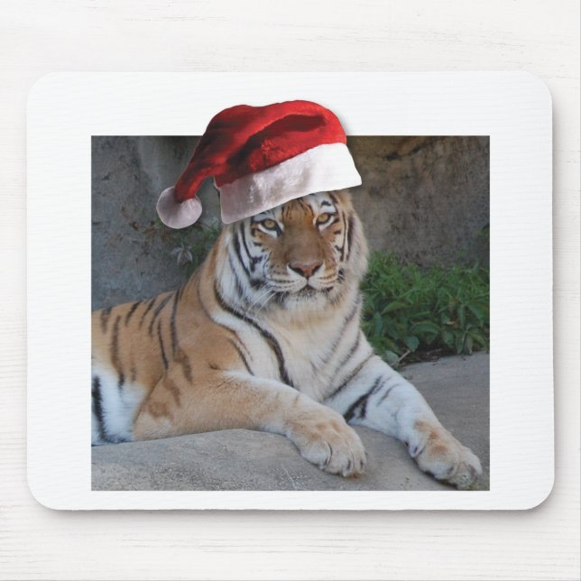 Mousepad Santa Hat Bengal Tiger (Frente)
