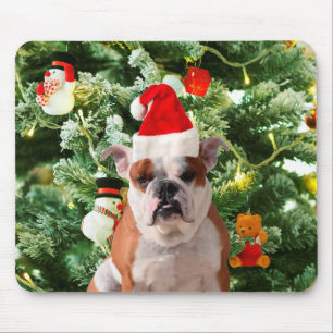 Mousepad Santa Hat Bulldog Árvore de Natal Snowman Caixa de
