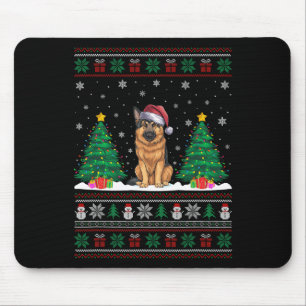 Mousepad Santa Hat German shepherd Cachorro Natal Luzes De 