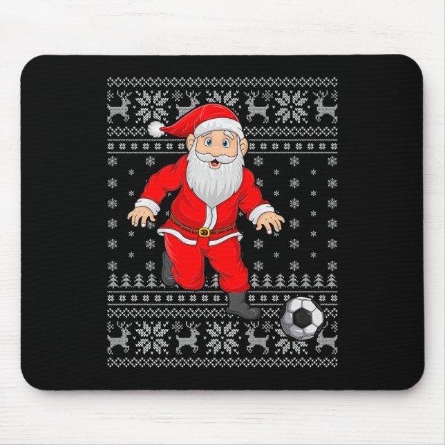 Mousepad Santa Playing Soccer Football Ugly Christmas Sweat (Frente)