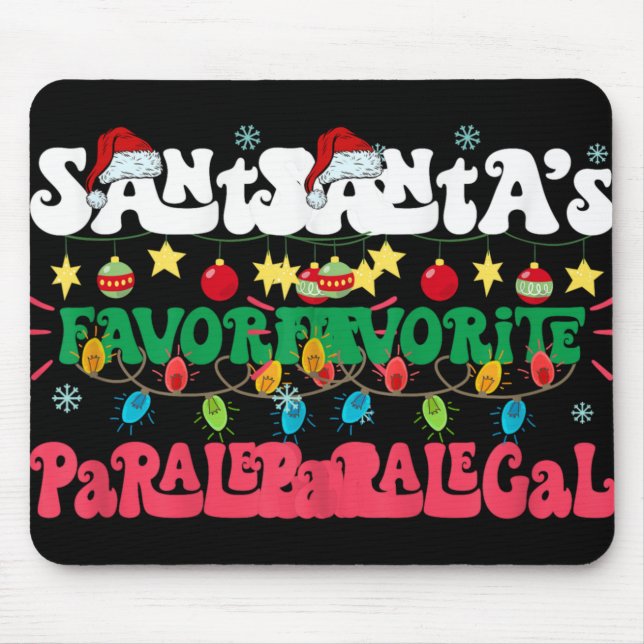 Mousepad Santa S Favorite Paralegal Funny Santa Xmas Light  (Frente)