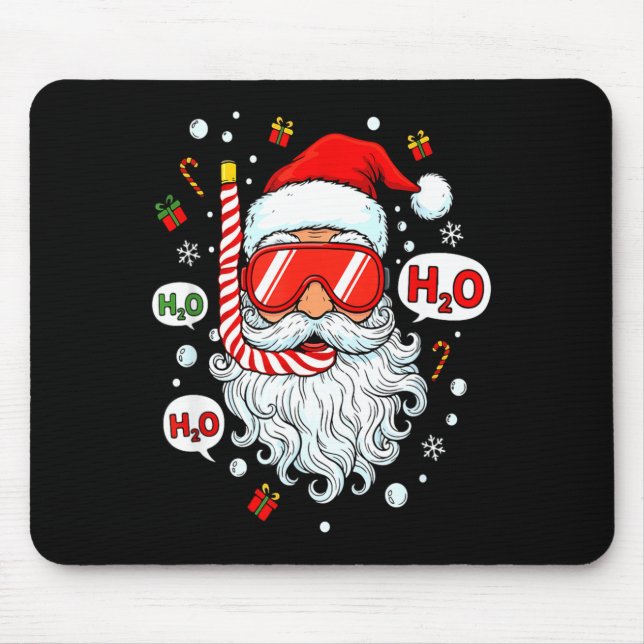 Mousepad Santa Scuba Diving Equipment Funny Scuba Diver Chr (Frente)