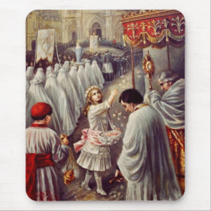Mousepad Santa Teresa joga flores para o Santíssimo Sacrame