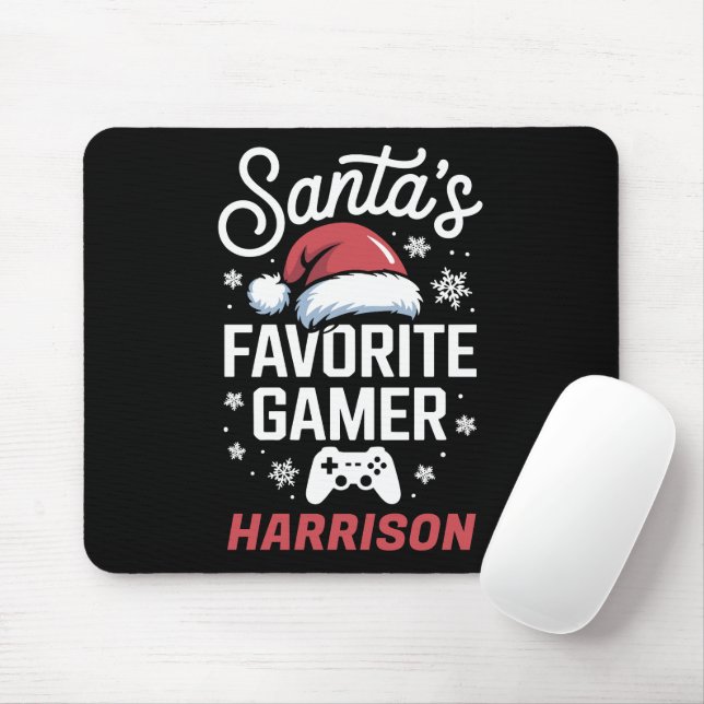 Mousepad Santa's Favorite Gamer Personalized Gaming Xmas (Com mouse)