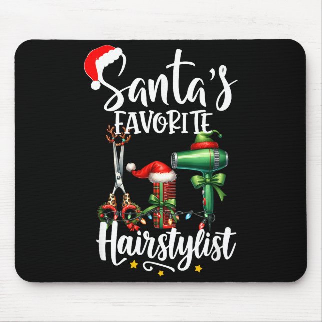 Mousepad Santa's Favorite Hair Stylist Christmas Hairdresse (Frente)