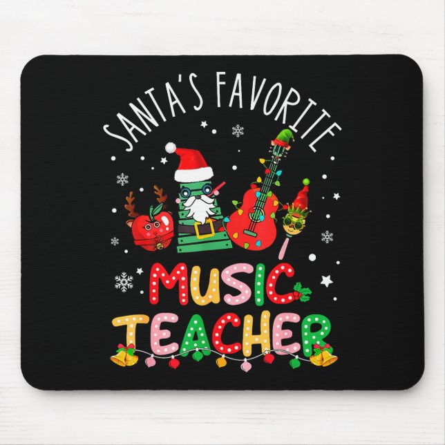 Mousepad Santa's Favorite Music Teacher Christmas Santa Hat (Frente)