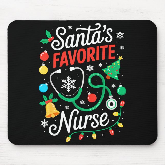 Mousepad Santa's Favorite Nurse Shirt Men Women Funny Chris (Frente)