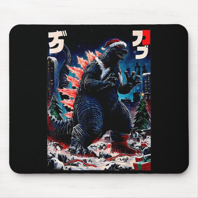 Mousepad Santazilla Monstro Japonês Kaiju Dinossauro Natal (Frente)