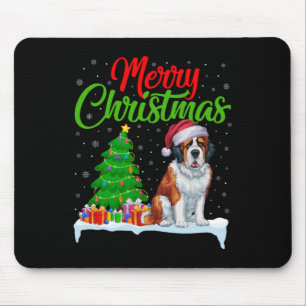 Mousepad Santo Bernard Dog Árvore de Natal Luz Engraçado Xm