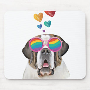 Mousepad Santo Bernard Dog com Dia de os namorados de Coraç
