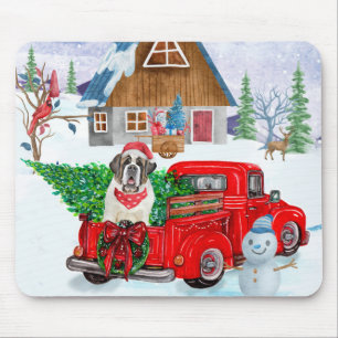 Mousepad Santo Bernard Dog Na Neve Dos Caminhões De Natal
